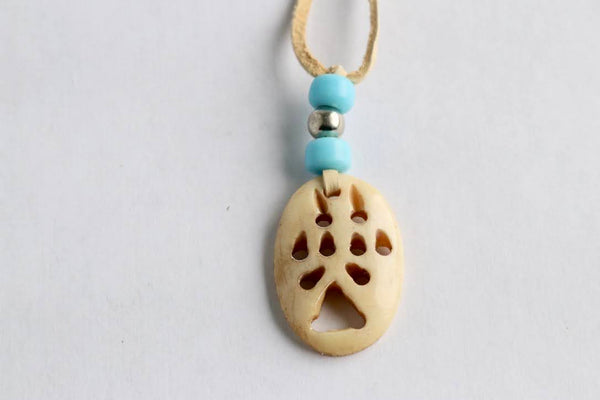 Pawprint Carved Bone Necklace